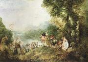 Jean-Antoine Watteau the pilgrimage to cythera Spain oil painting artist